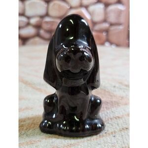 Vintage ceramic dark brown hound dog